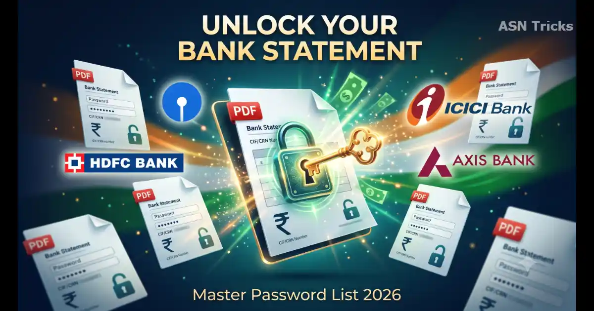 Evergreen master list of bank statement PDF password formats for all public and private banks in India