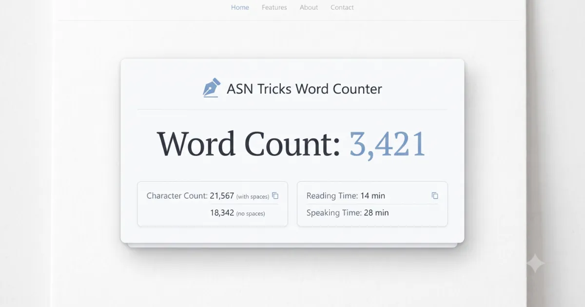 Advanced Word Counter and Text Analytics Interface displaying live text metrics