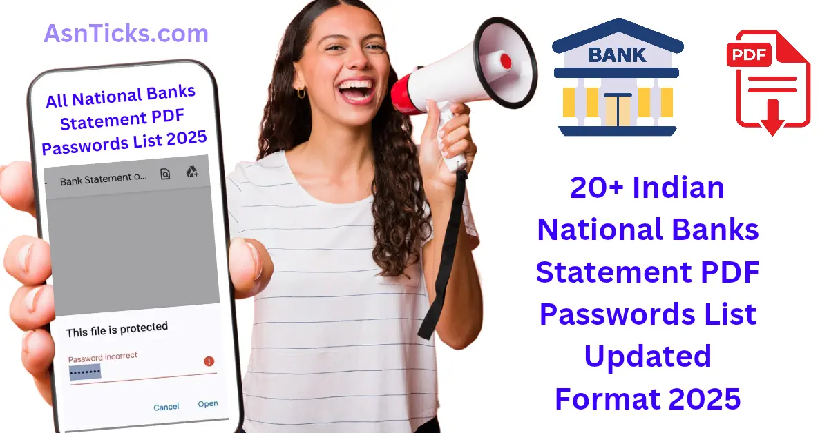 All Nationalised Bank PDF Statement Password 2025 Updated List